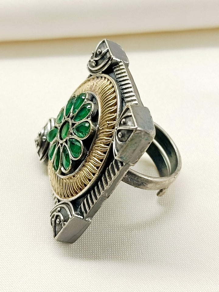 Kim Green Oxidized Finger Ring - House of Sarvati LLC