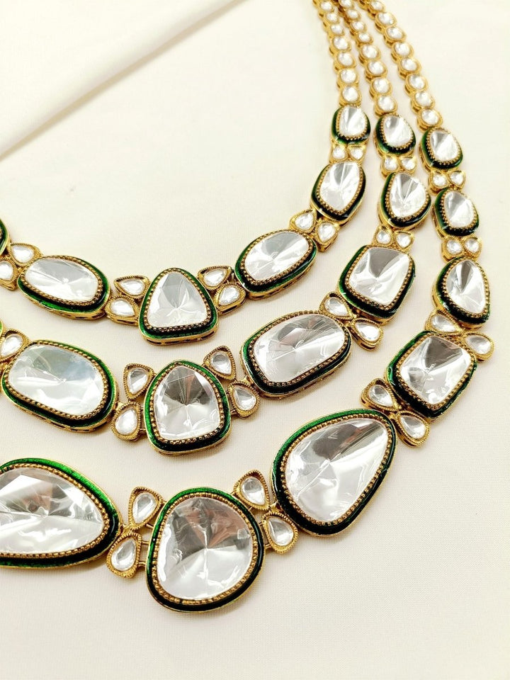 Sofia Green Kundan Necklace Set - House of Sarvati LLC