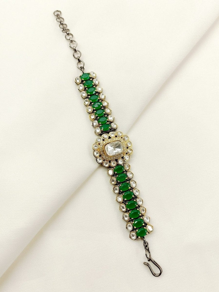 Tanishka Green Kundan Bracelet - House of Sarvati LLC
