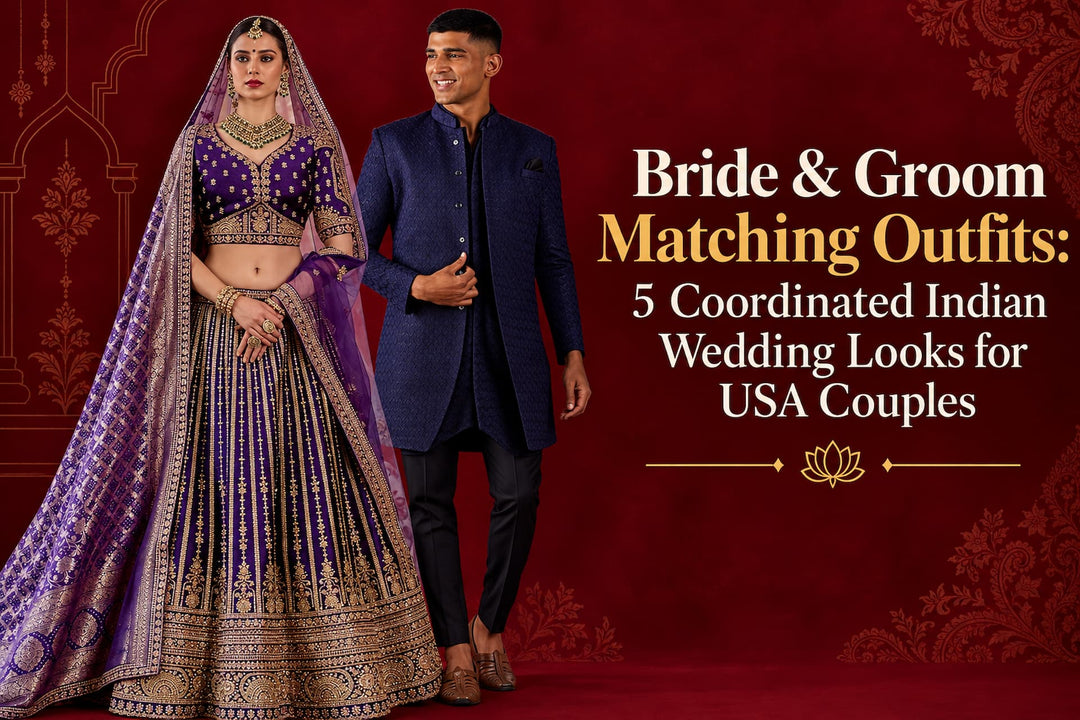 Bride Groom Matching Outfits: 5 Coordinated Indian Wedding Looks for USA Couples