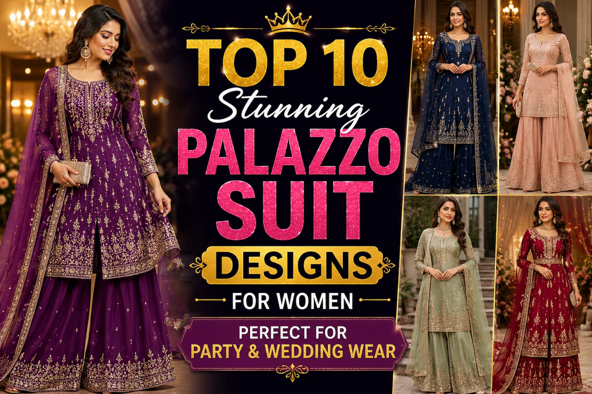 Top 10 Stunning Palazzo Suit Designs for Women — Perfect for Party & Wedding Wear