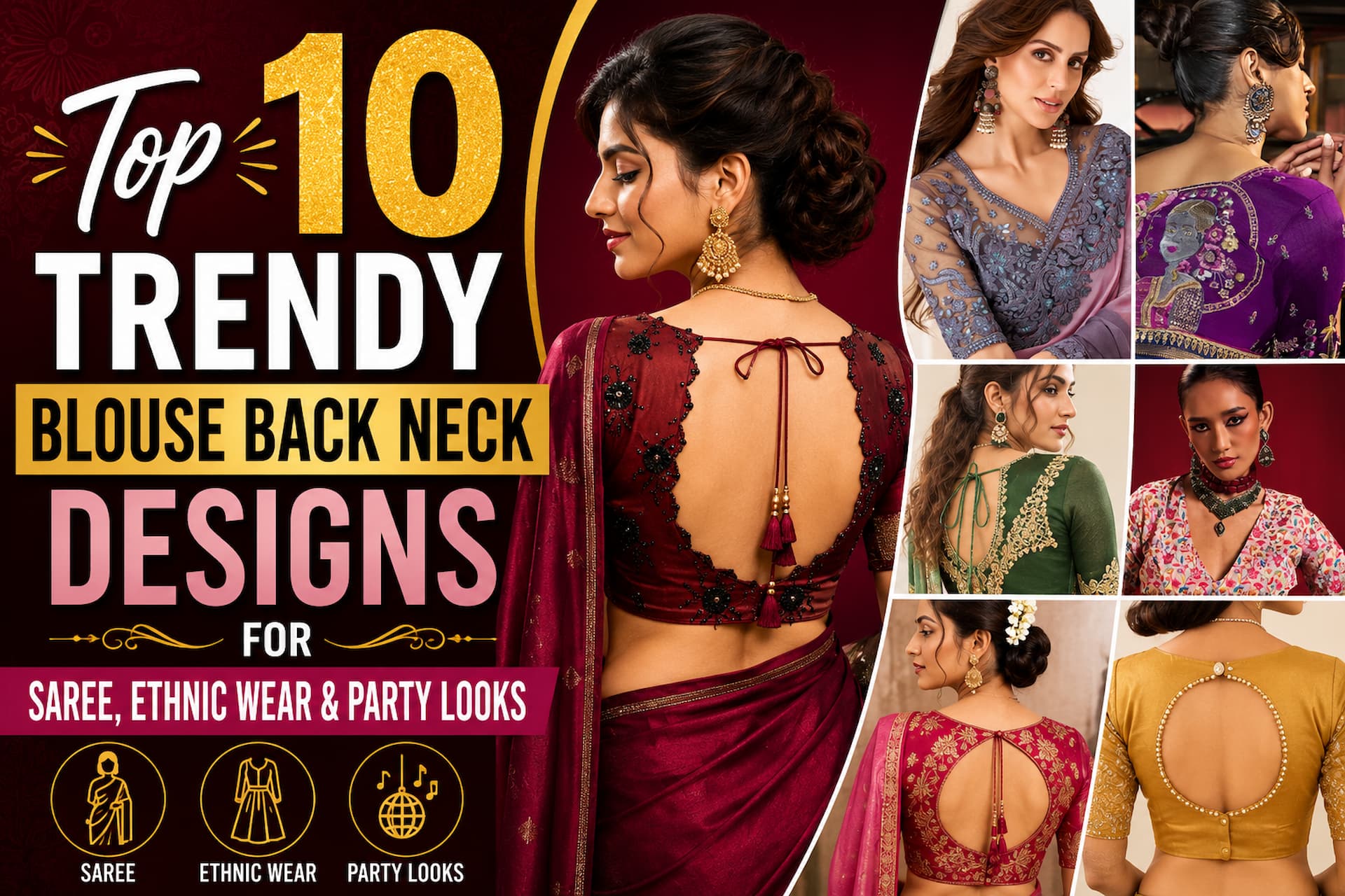 Top 10 Trendy Blouse Back Neck Designs for Saree, Ethnic Wear & Party Looks