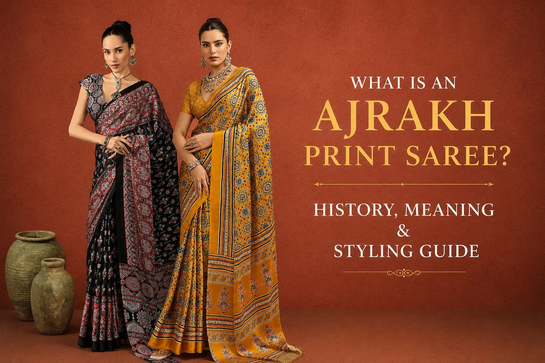 What Is an Ajrakh Print Saree? History, Meaning & Styling Guide