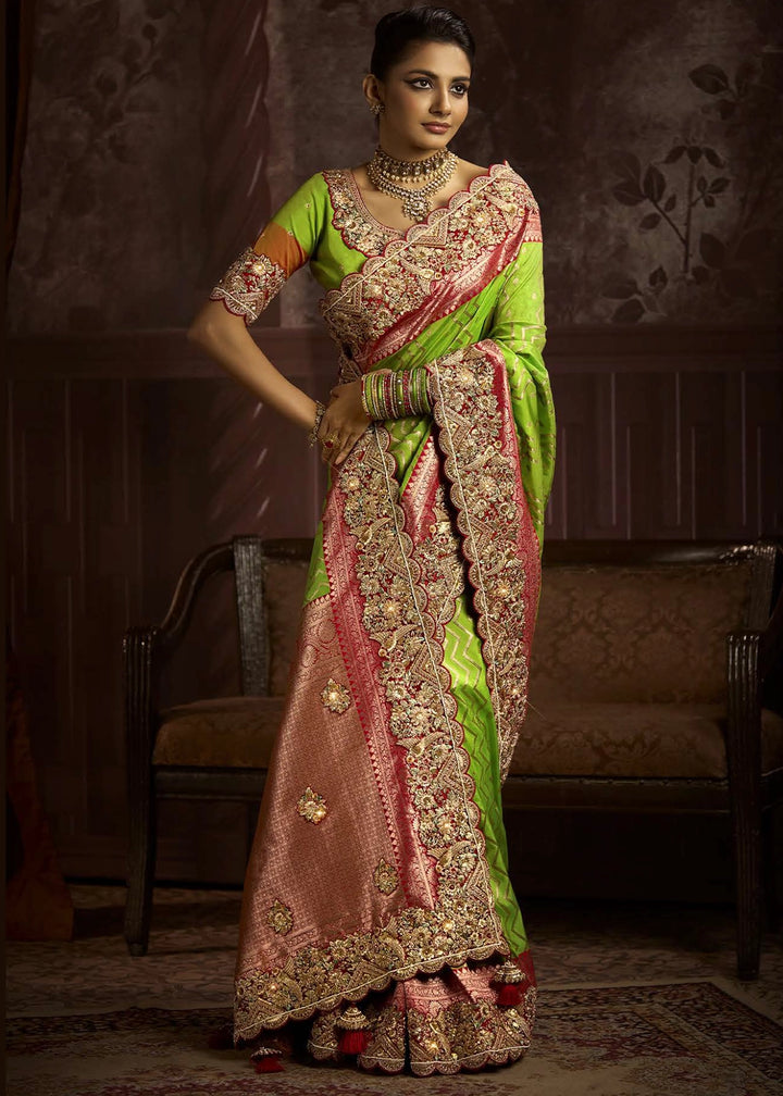 Pure Bangalore Taana Silk Saree Set – Heavy Embroidery & Zircon Work (Set of 6)
