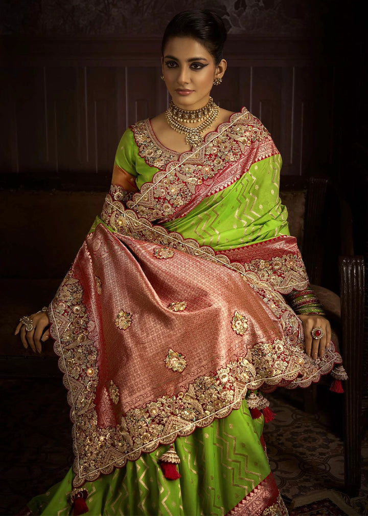 Pure Bangalore Taana Silk Saree Set – Heavy Embroidery & Zircon Work (Set of 6)