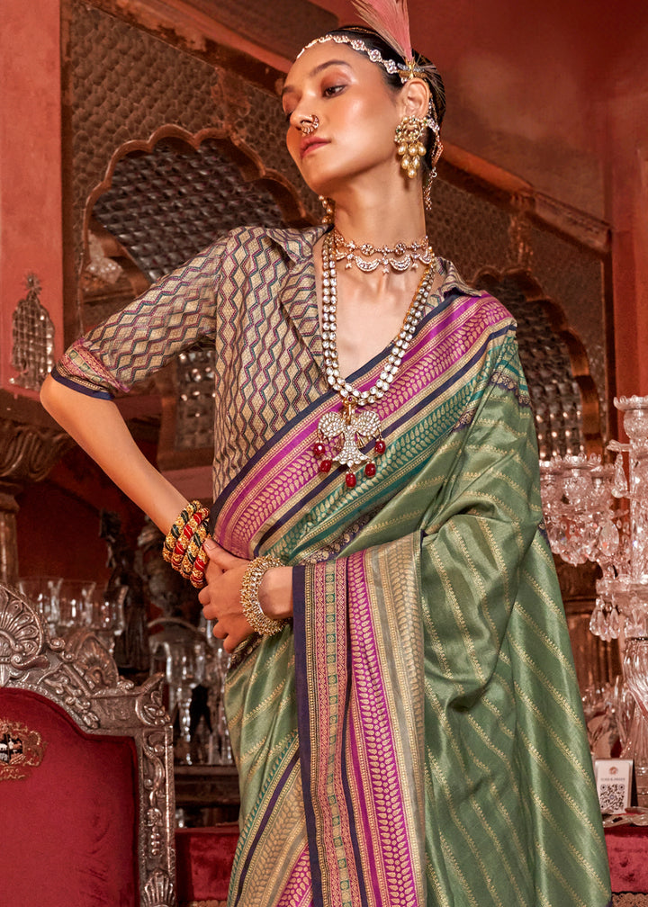 Light Green Silk Saree with Patola Blouse