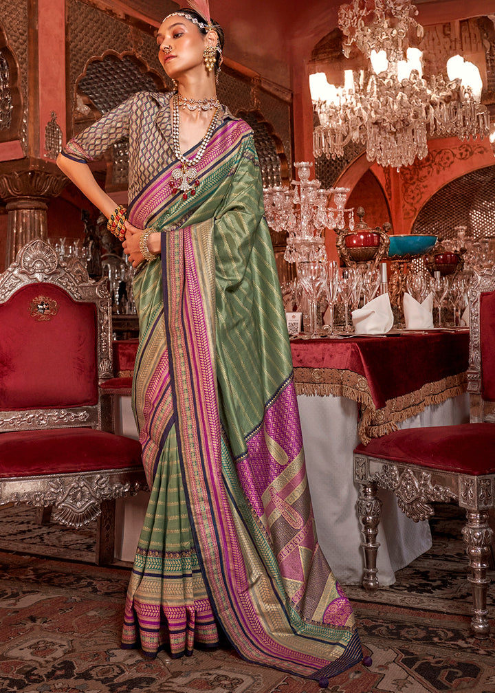 Light Green Silk Saree with Patola Blouse