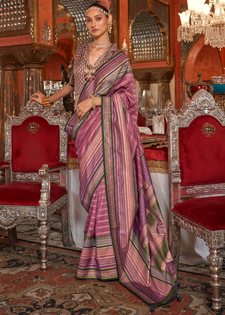 Mulberry Purple Silk Saree with Patola Blouse