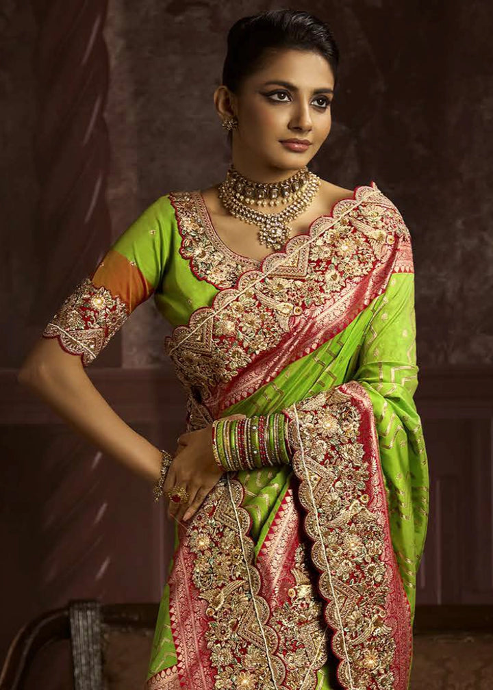 Pure Bangalore Taana Silk Saree Set – Heavy Embroidery & Zircon Work (Set of 6)