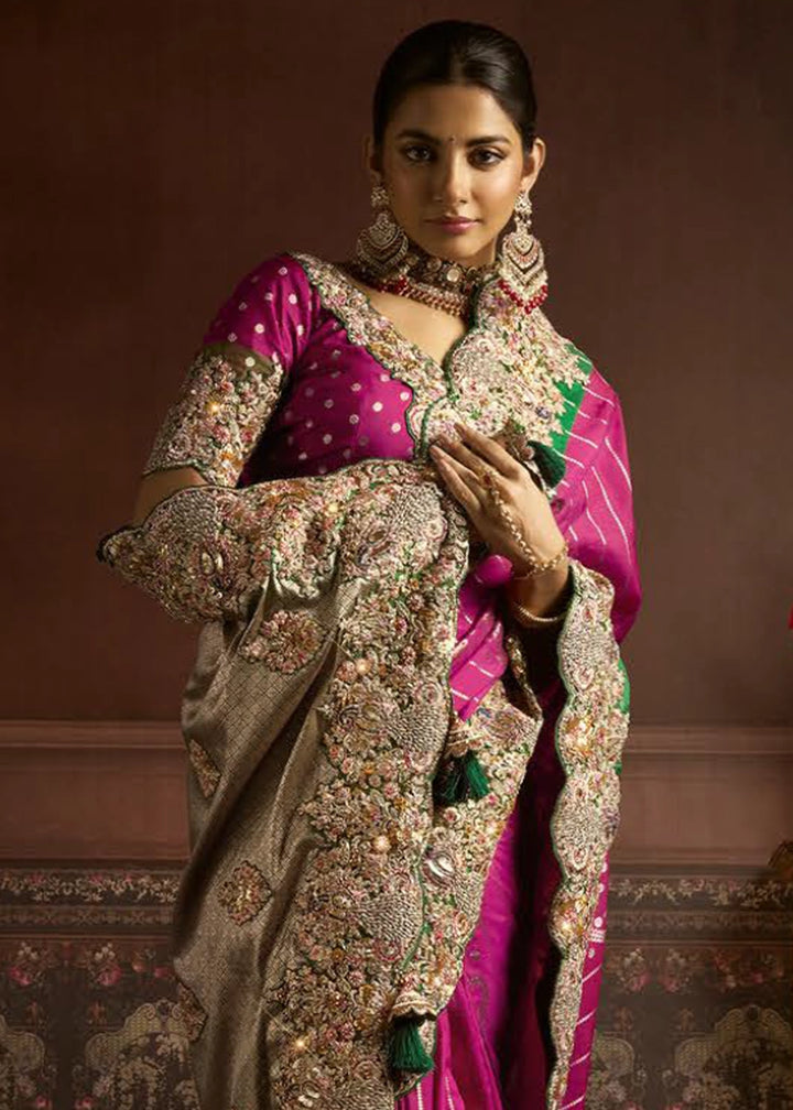 Pure Bangalore Taana Silk Saree Set – Heavy Embroidery & Zircon Work (Set of 5)