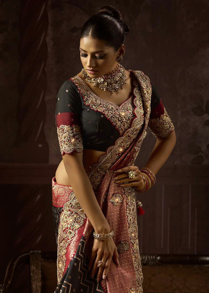 Pure Bangalore Taana Silk Saree Set – Heavy Embroidery & Zircon Work (Set of 6)