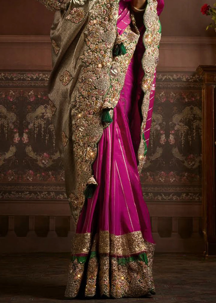 Pure Bangalore Taana Silk Saree Set – Heavy Embroidery & Zircon Work (Set of 5)