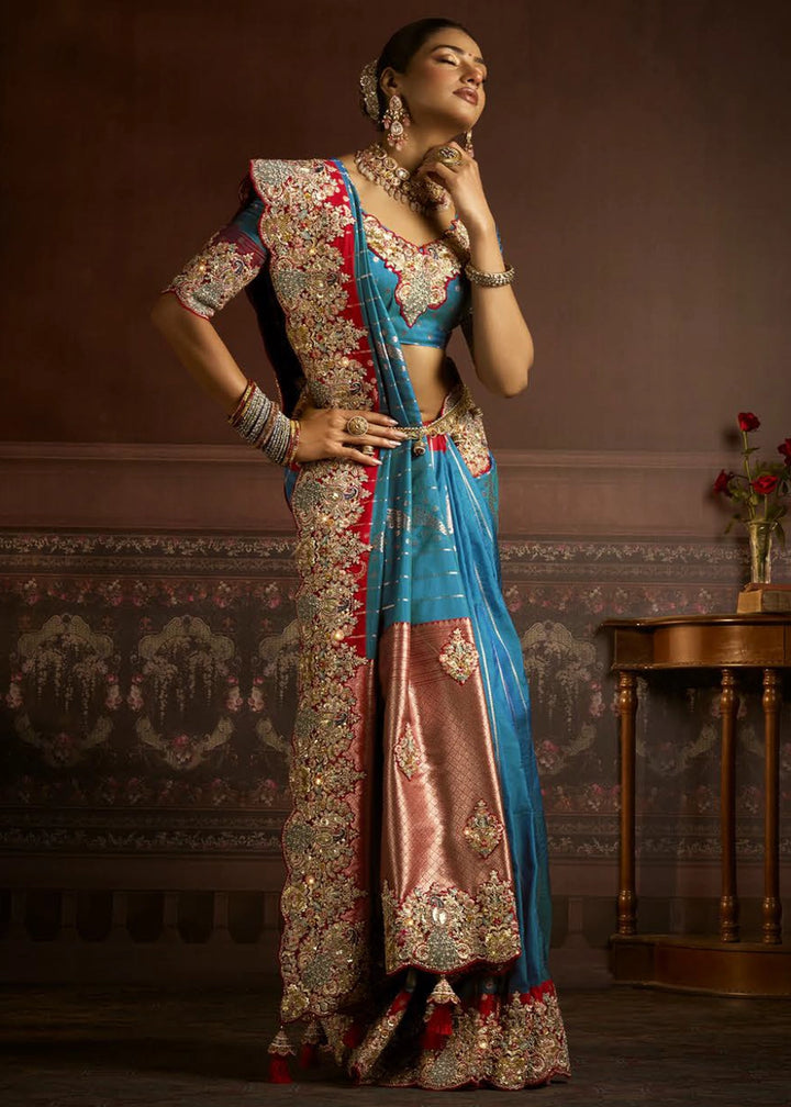 Pure Bangalore Taana Silk Saree Set – Heavy Embroidery & Zircon Work (Set of 5)