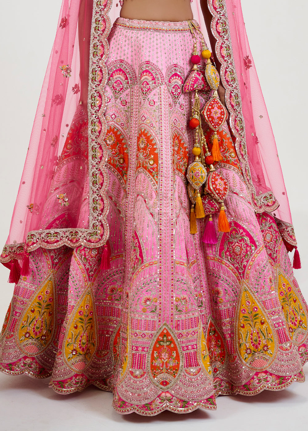 Shades Of Pink Silk Lehenga Choli with Intricate Hand Embroidery work: Wedding Edition