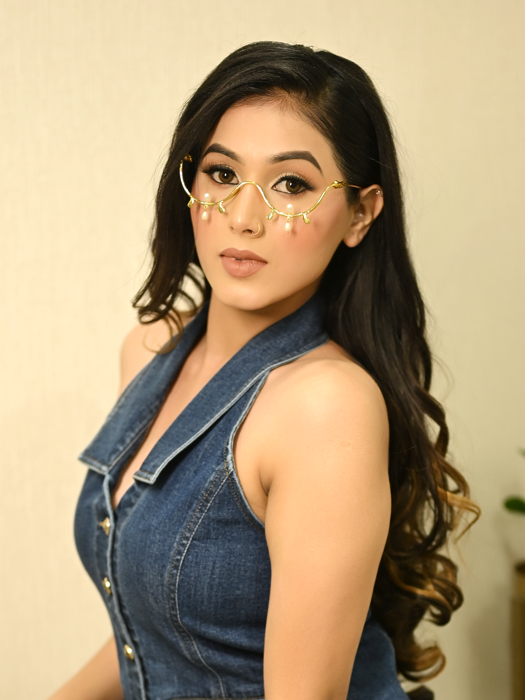 Brielle Handmade Metal Goggle Frame - Gold-Plated Brass