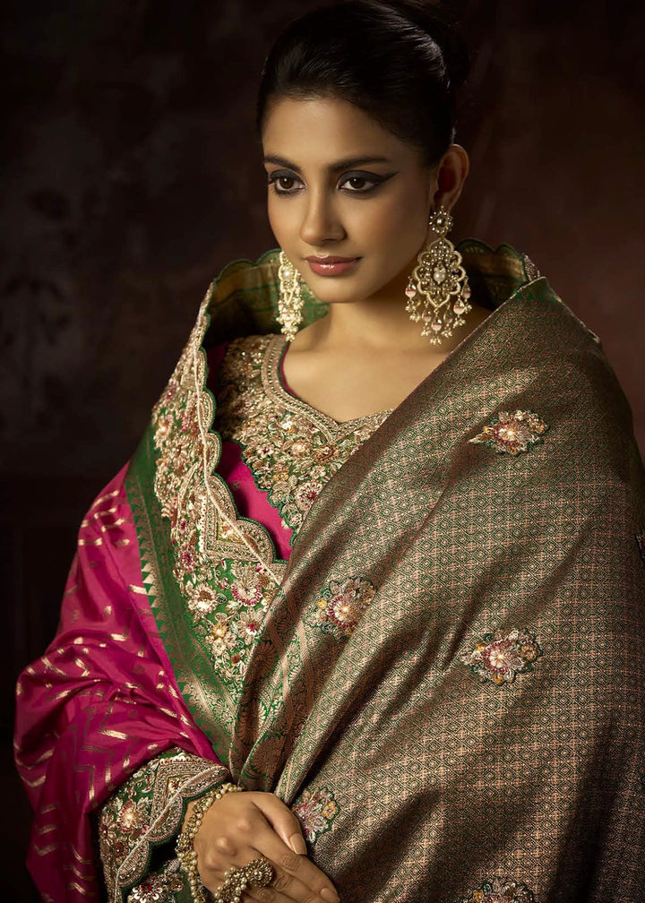 Pure Bangalore Taana Silk Saree Set – Heavy Embroidery & Zircon Work (Set of 6)