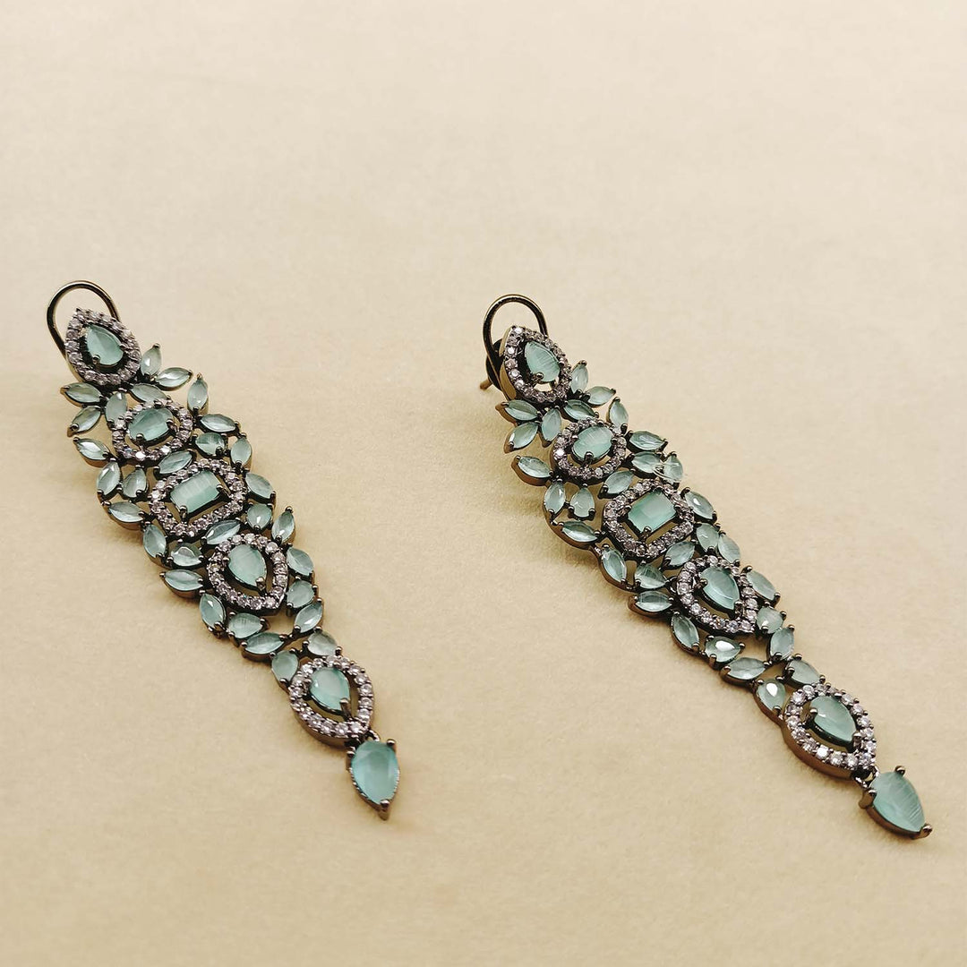 Ekta Mint Green Stone Victorian Earrings