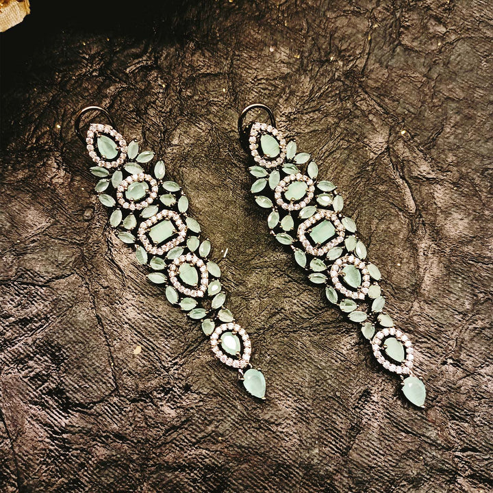 Ekta Mint Green Stone Victorian Earrings