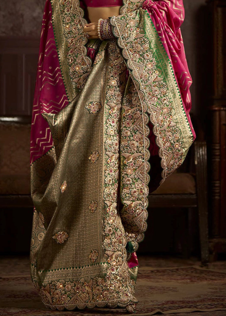 Pure Bangalore Taana Silk Saree Set – Heavy Embroidery & Zircon Work (Set of 6)