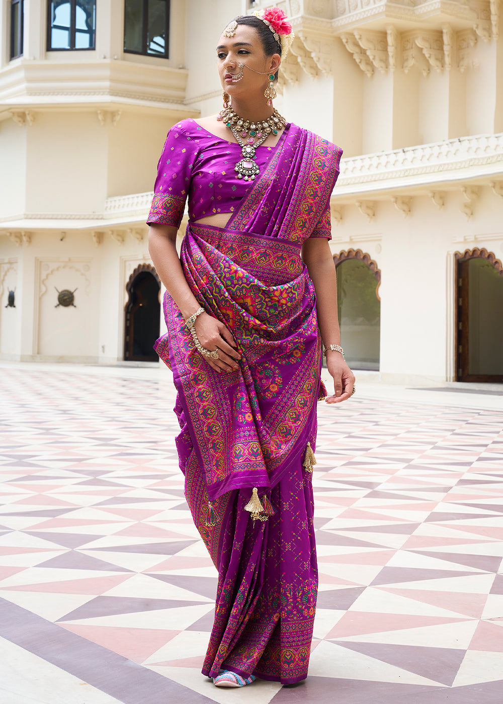 Orchid Purple Banarasi Silk Saree with Intricate Patola Weaving