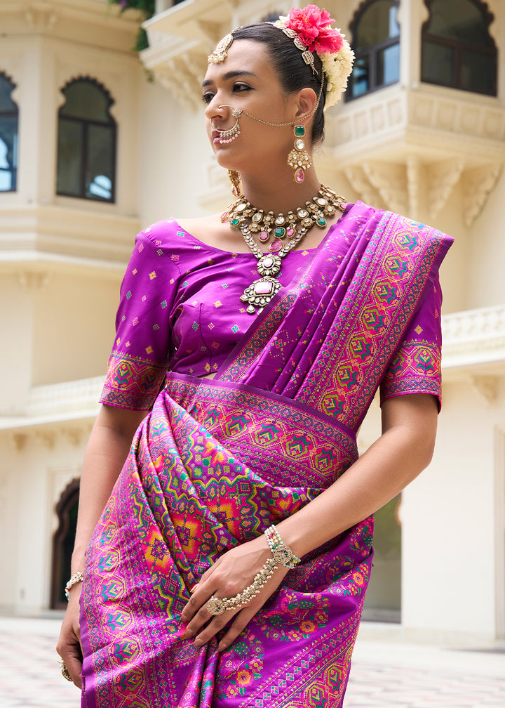 Orchid Purple Banarasi Silk Saree with Intricate Patola Weaving