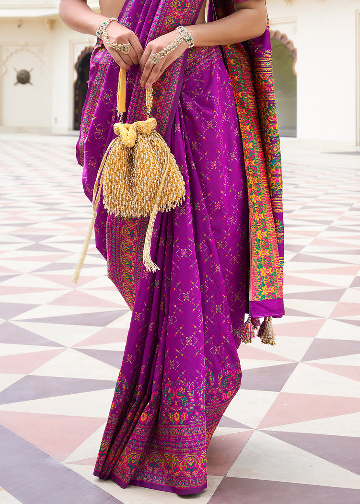 Orchid Purple Banarasi Silk Saree with Intricate Patola Weaving