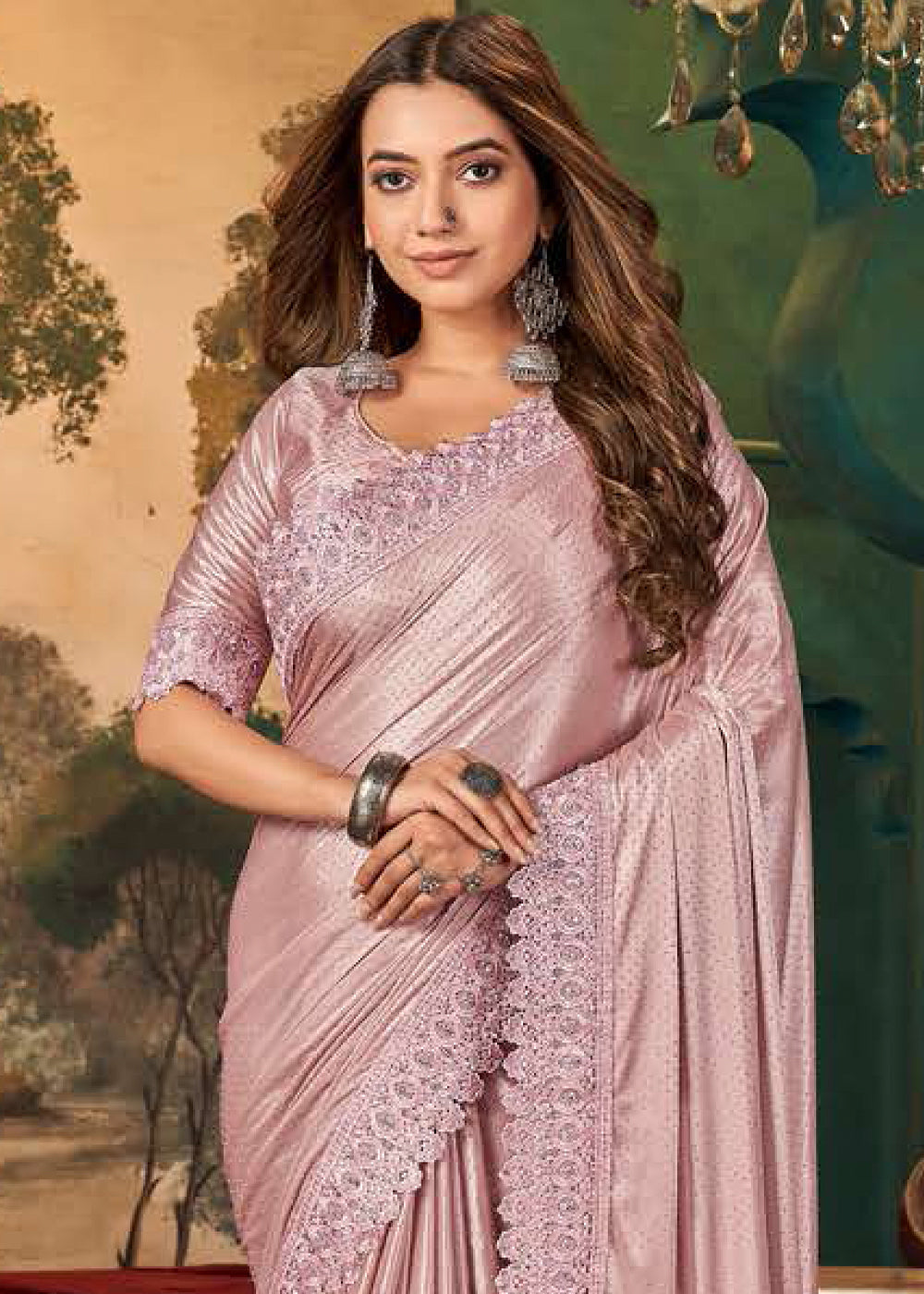 Dewberry Purple Designer Satin Saree