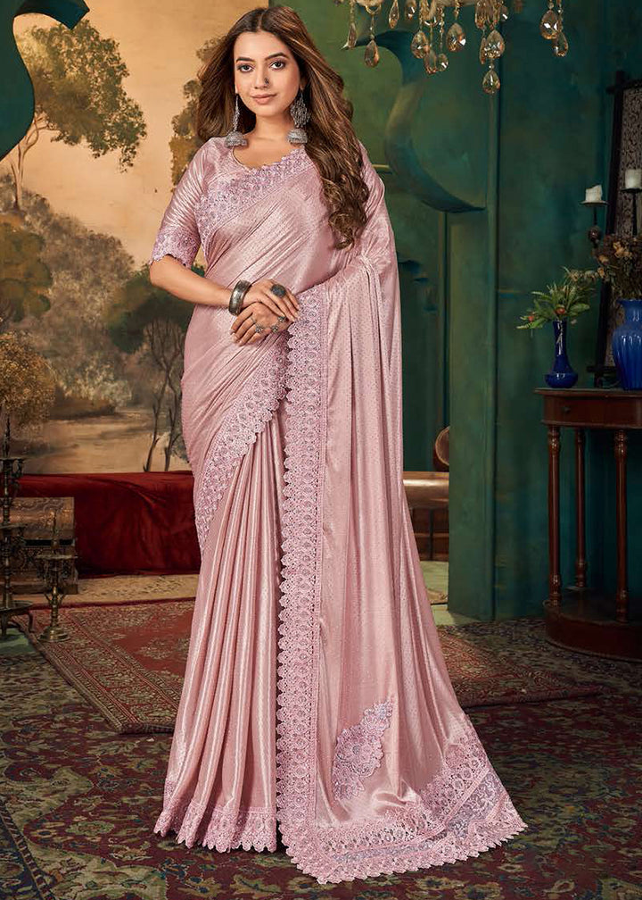 Dewberry Purple Designer Satin Saree