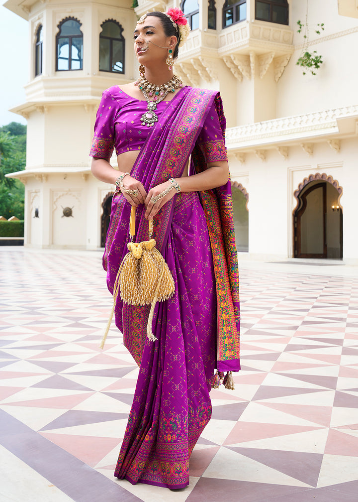 Orchid Purple Banarasi Silk Saree with Intricate Patola Weaving