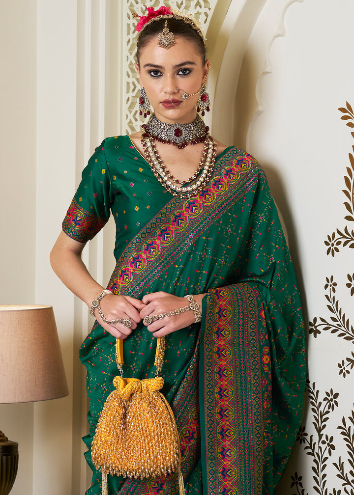 Kaitoke Green Banarasi Silk Saree with Intricate Patola Weaving