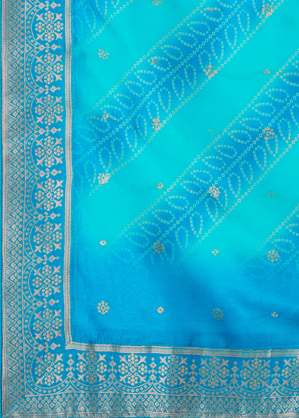 Cerulean Blue Dola Jacquard Silk Suit with Elegant Zari Work