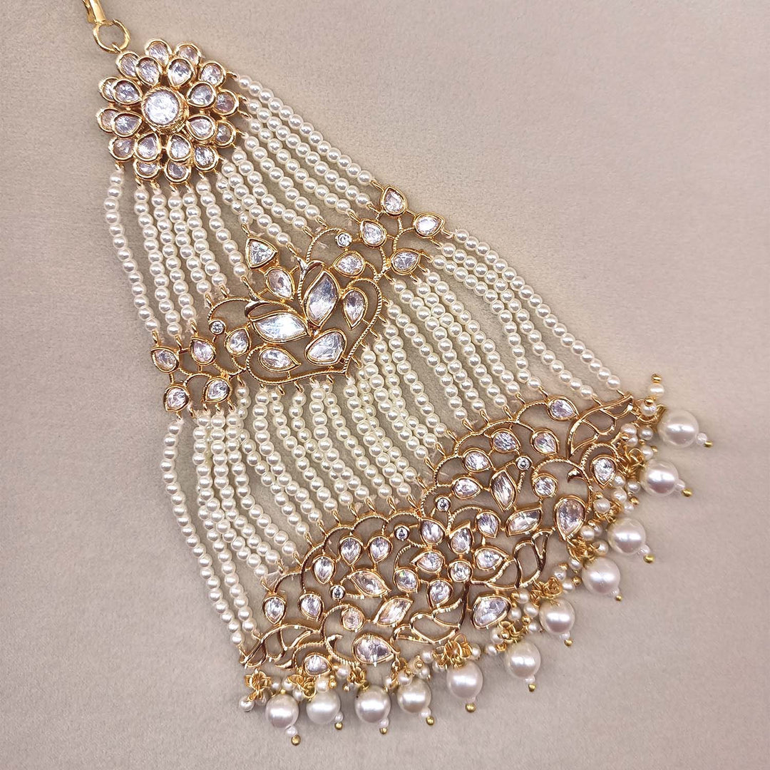 Jeevika White Gold Plated Kundan Passa