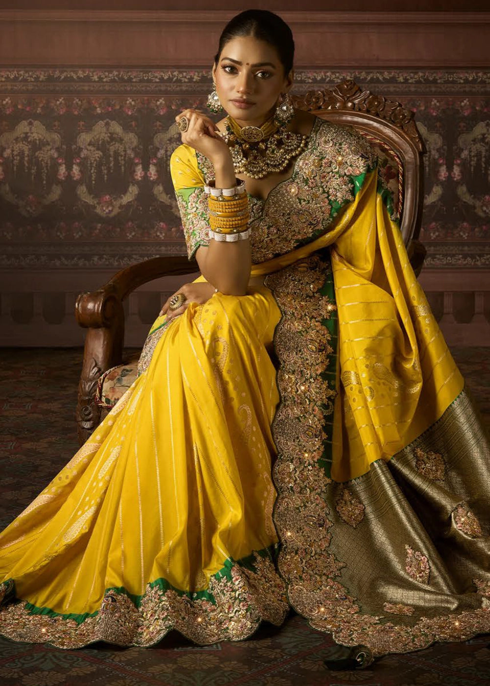 Pure Bangalore Taana Silk Saree Set – Heavy Embroidery & Zircon Work (Set of 5)