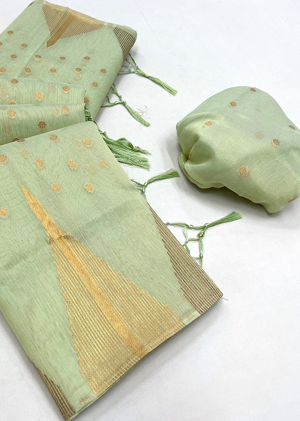 Light Green Zari Tissue Silk Saree Handcrafted to Perfection