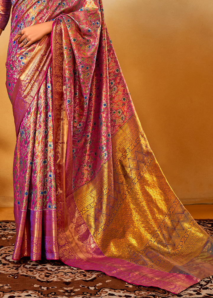 Shades Of Purple Zari-Woven Silk Saree with Bold Contrast Border