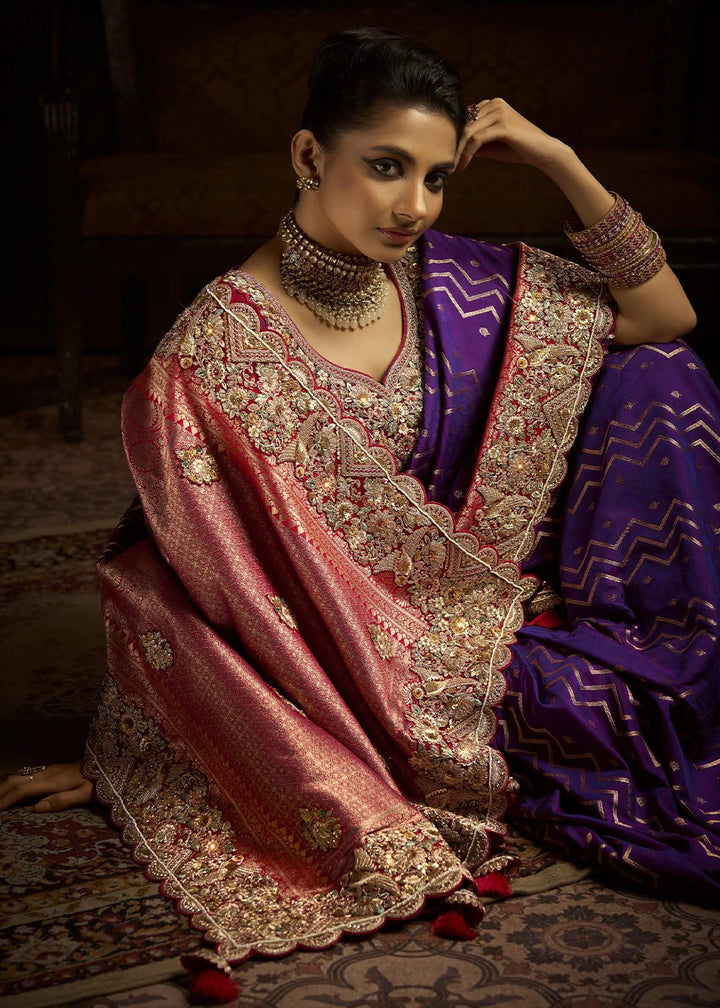 Pure Bangalore Taana Silk Saree Set – Heavy Embroidery & Zircon Work (Set of 6)