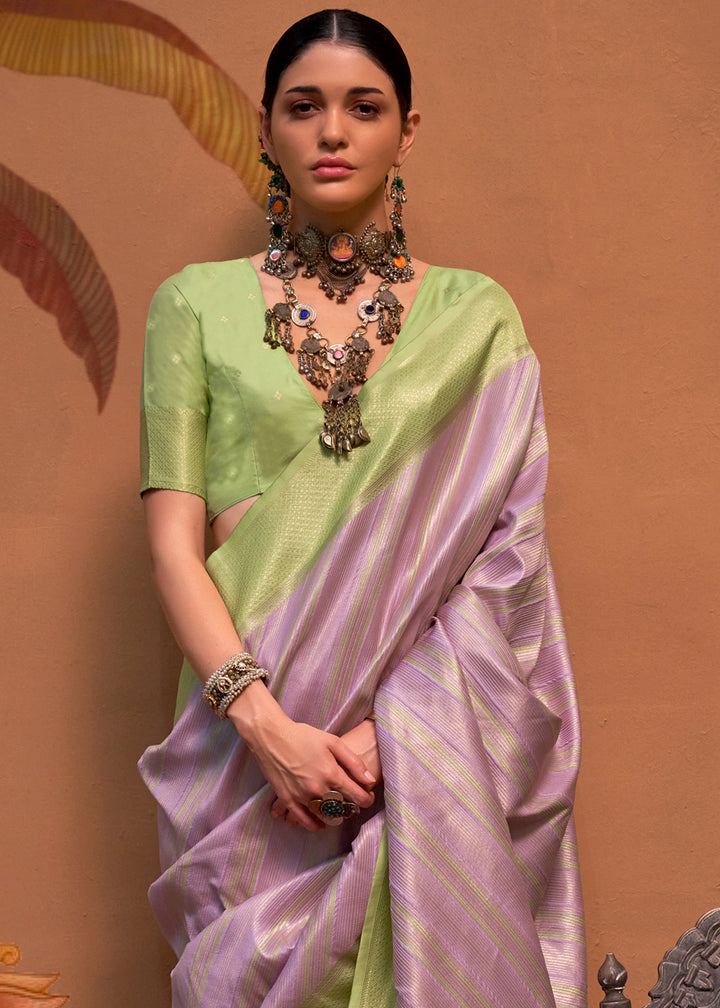 Purple & Green Handloom Zari Woven Silk Saree