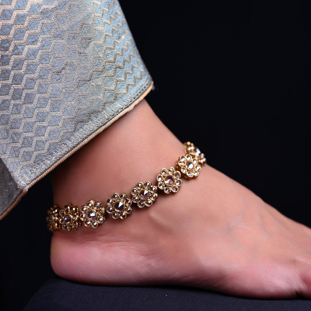 Umaa Copper Polki Floral Payal /Anklet