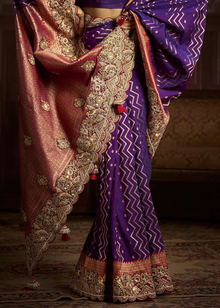 Pure Bangalore Taana Silk Saree Set – Heavy Embroidery & Zircon Work (Set of 6)