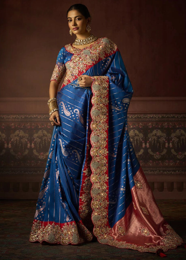 Pure Bangalore Taana Silk Saree Set – Heavy Embroidery & Zircon Work (Set of 5)
