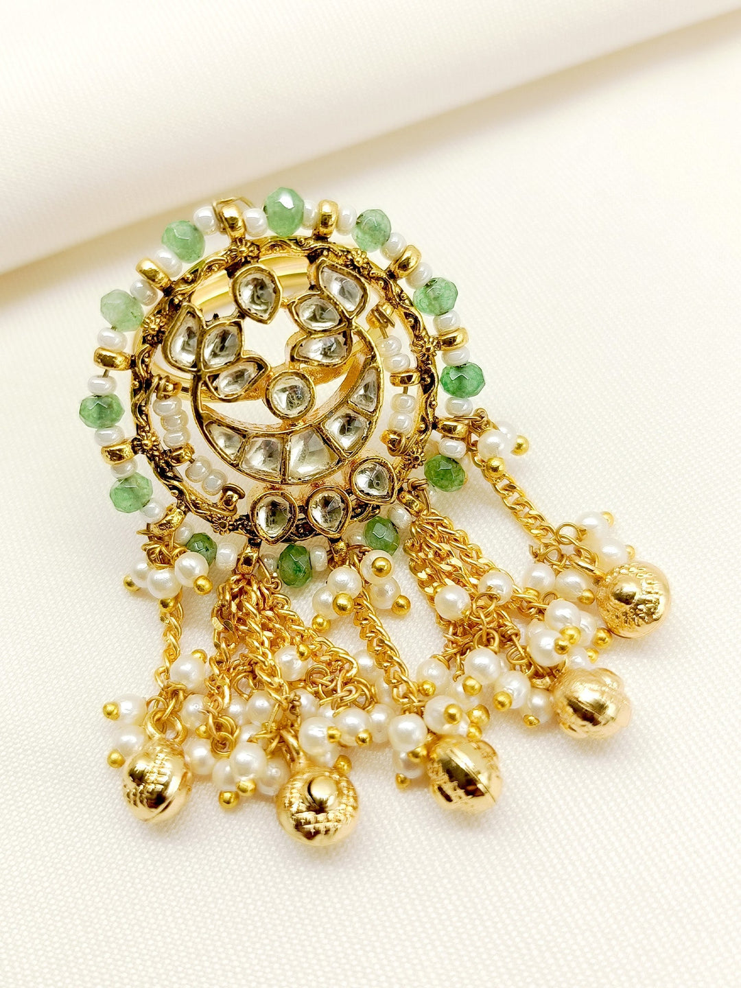 Niya Mint Green Kundan Finger Ring