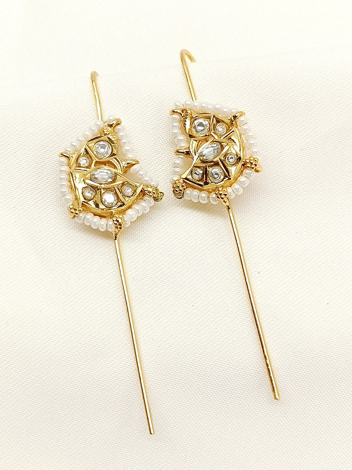 Chaaruvi White Gold Plated Kundan Ear Cuff [ Price is for Pair ]