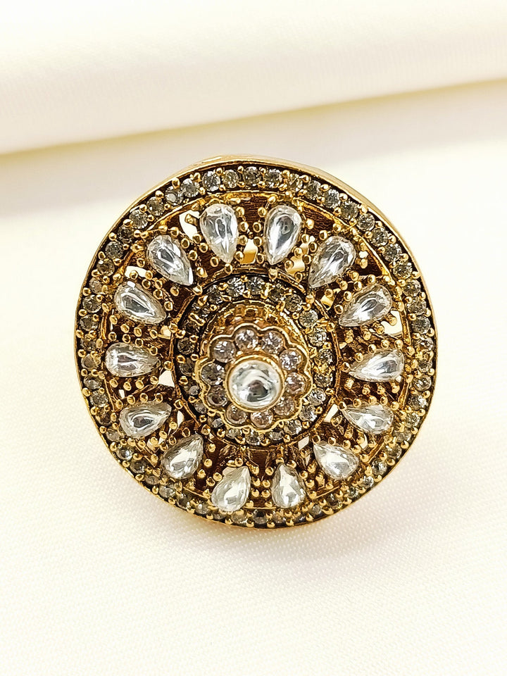 Heer White Kundan Finger Ring