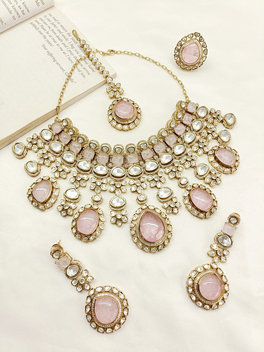 Kashtri Baby Pink Victorian Necklace Set