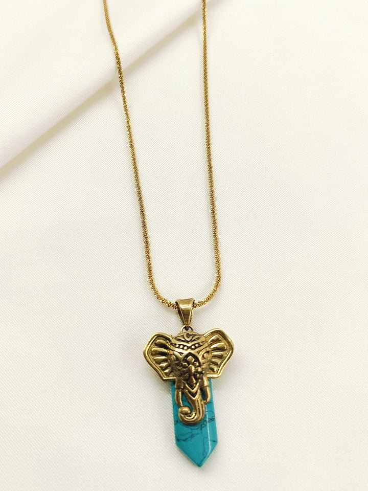 Bhuvan Elephant Head Turquoise Pendant Men&