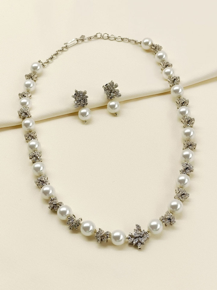 Kumolika 92.5 Silver Swarovski Stone Necklace Set