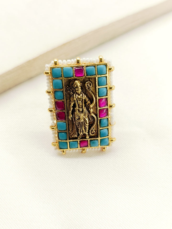 Sushma Shree Ram Majenta Kundan Finger Ring