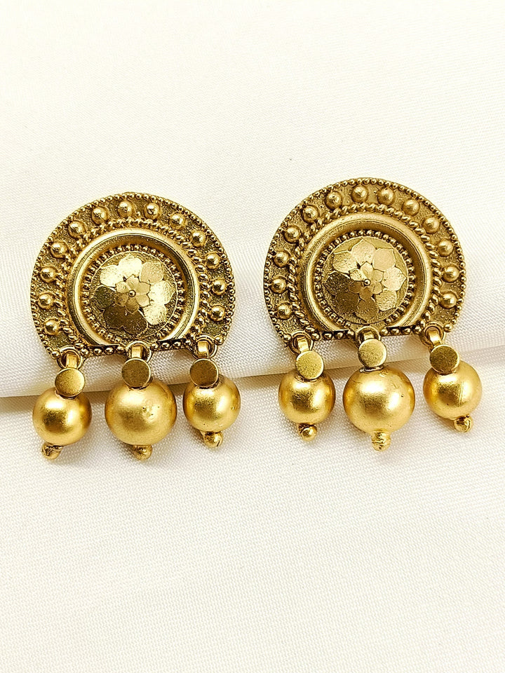 Subhashini Golden Oxidized Tops - Antique Gold-Plated Brass
