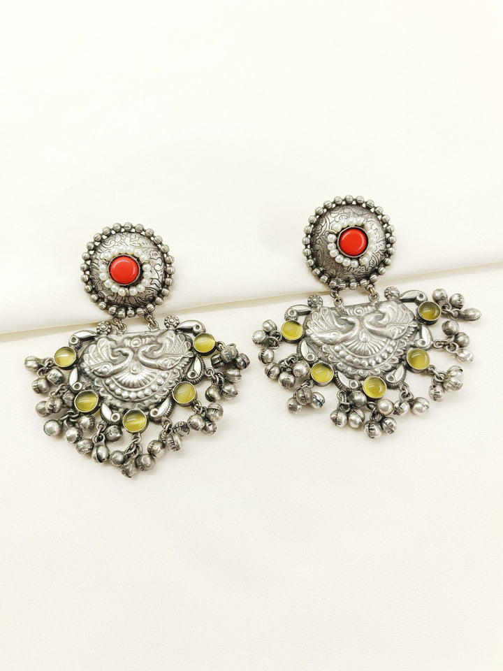 Gitanjali Coral Oxidized Earring