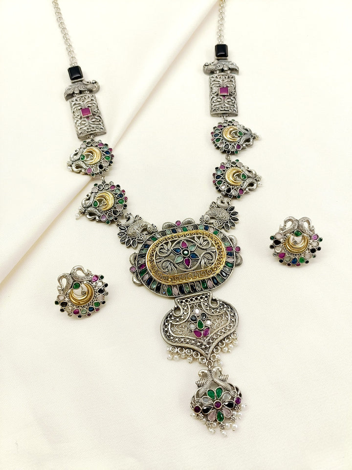 Miya Multi Colour Oxidized Necklace Set